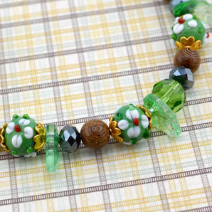Lampwork Apple Bead Strand in Granny Smith