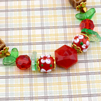 Lampwork Apple Bead Strand in Honeycrisp