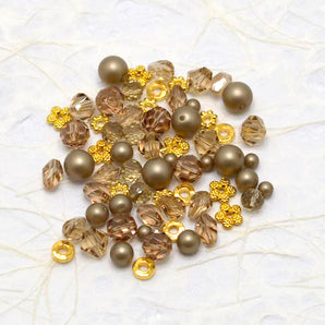 Austrian Crystal & Pearl Bead Mix in Champagne Gold