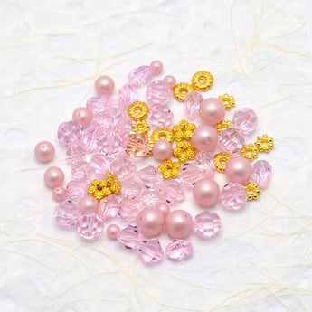 Austrian Crystal & Pearl Bead Mix in Rosaline