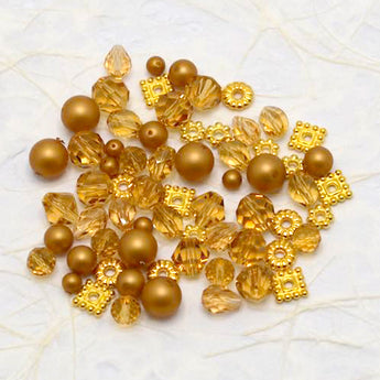 Austrian Crystal & Pearl Bead Mix in Topaz