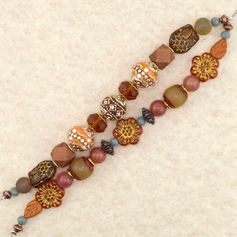 Autumnal Boho Clay Bead Strand Duo in Lets Go Pumpkin Picking