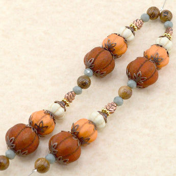 Autumn Howlite Bead Strand Duo in Pumpkin Spice