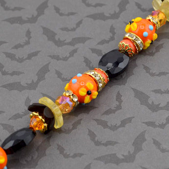 Halloween Lampwork Glass Bead Strand in Spooky In Bloom