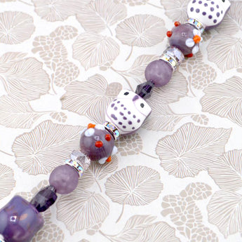 Autumn Lampwork Glass Bead Strand in Owl In The Night Sky