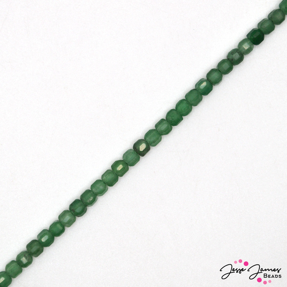 Aventurine Stone 3mm Cube Bead Strand