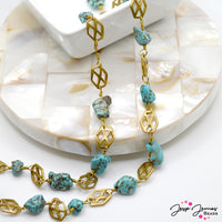 Stone Nugget Turquoise & Brass Chain
