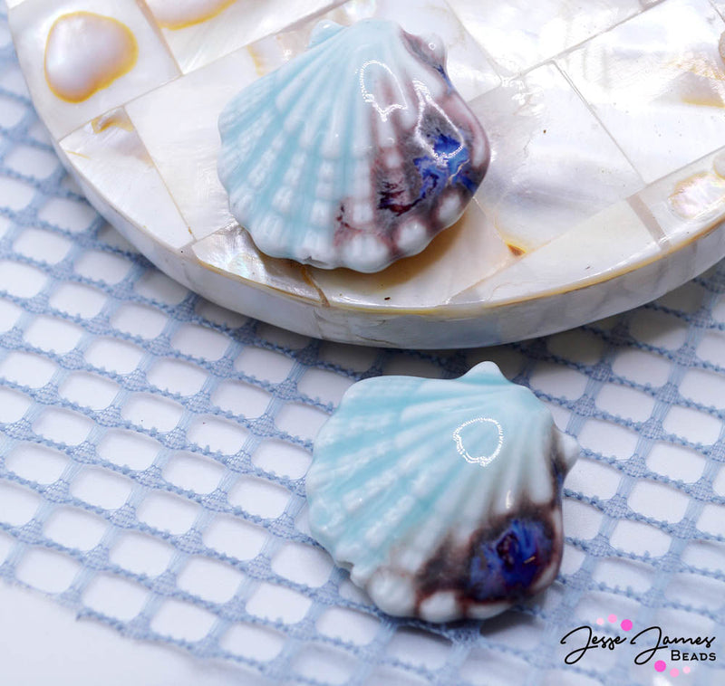 Ceramic Bead Pair in Beachcombers Delight