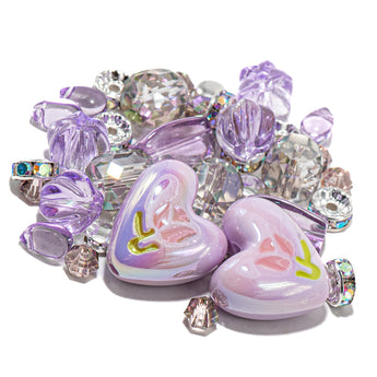 Mini Bead Mix in Lavender Hearts
