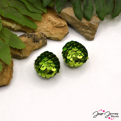 Focal Sequin Bead Pair in Snake Eggs