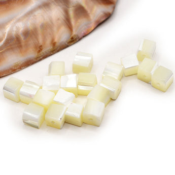 Natural Trochid Shell Cube Bead Set