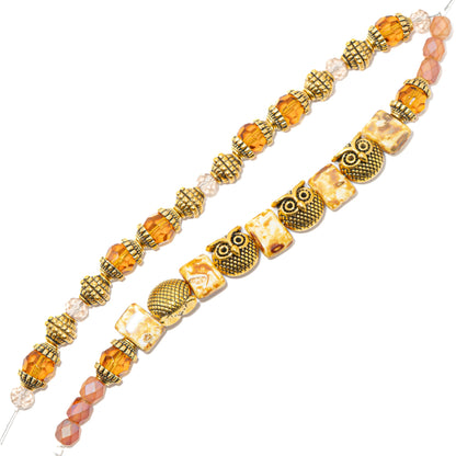 Bead Strand Duo in Autumnal Owl