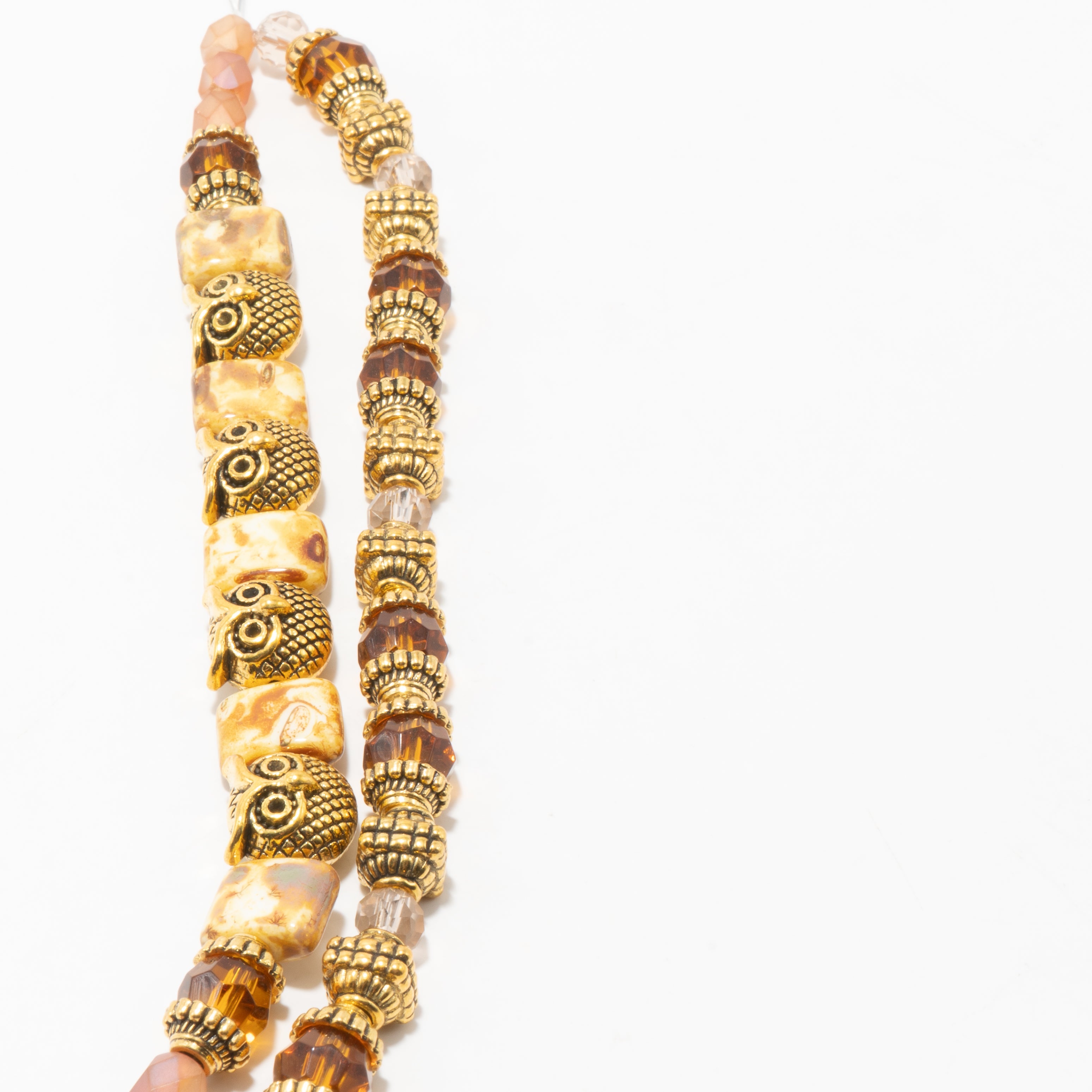 Bead Strand Duo in Autumnal Owl