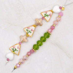 Bead Strand Duo in Classic Pink Flower Garden