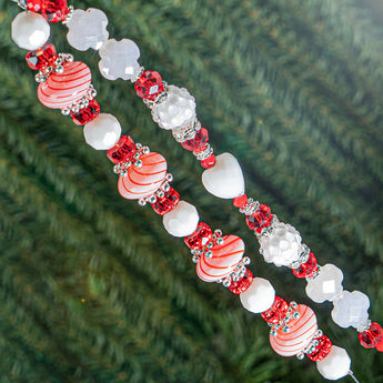 Holiday Lampwork Bead Strand Duo in Peppermint Twist
