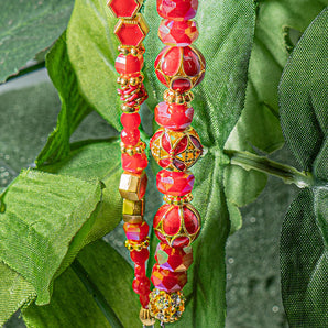 Cloisonné Bead Strand Duo in Very Cherry 