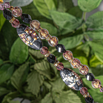 Lampwork Bead Strand Duo in Amber Night