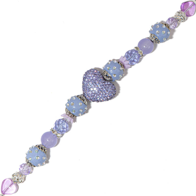 Bead Strand in Boho Lavender Hearts