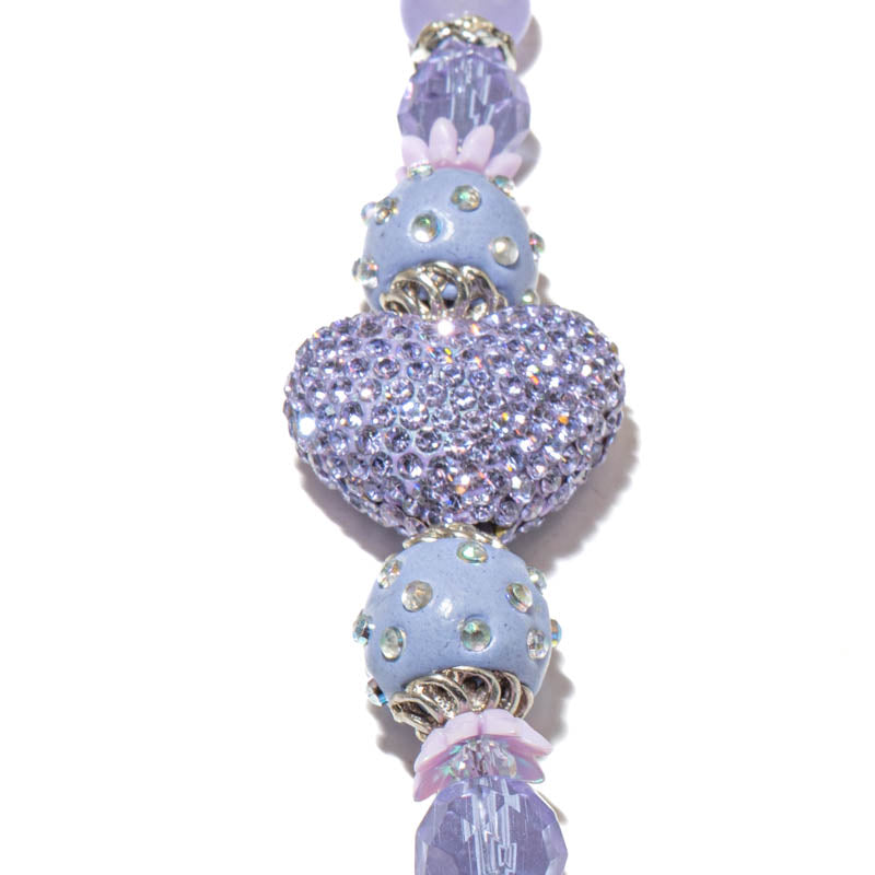 Bead Strand in Boho Lavender Hearts