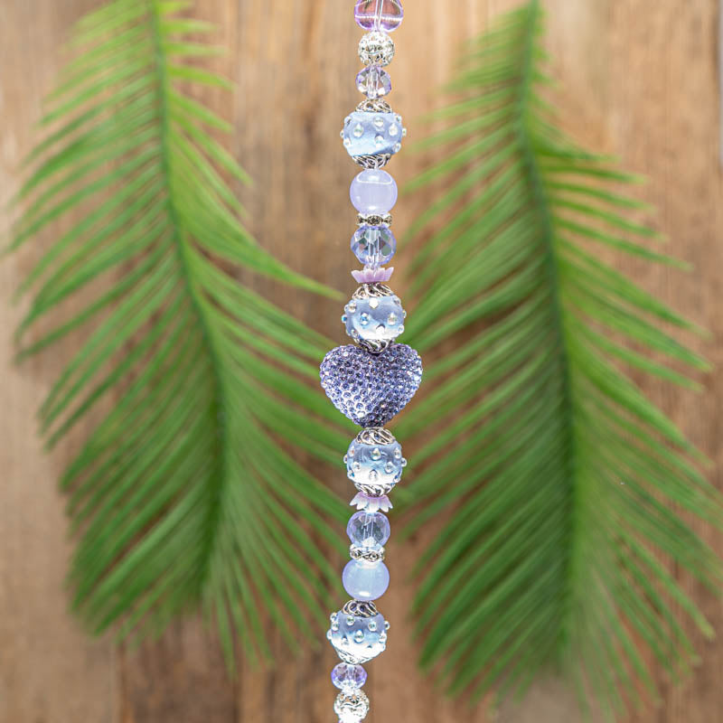 Bead Strand in Boho Lavender Hearts