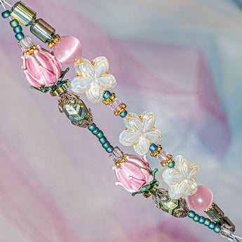 Lampwork Bead Strand Duo in Cactus Blossom