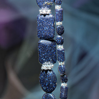 Bead Strand in Deep Space Blue Sandstone