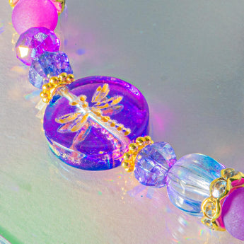Bead Strand in Lavender & Dragonflies
