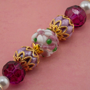 Lampwork Glass Bead Strand in Rose Pink