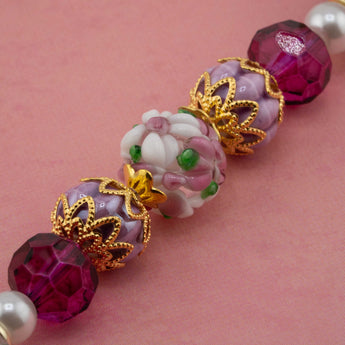 Lampwork Glass Bead Strand in Rose Pink
