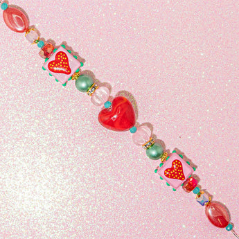 Lampwork Bead Strand in Strawberry Kisses
