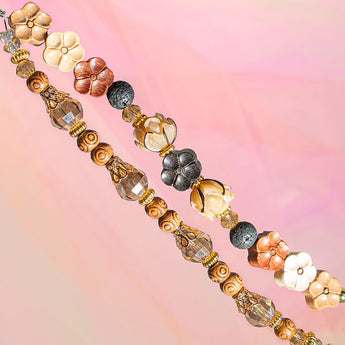 Wood Bead Strand Duo in Wood Carved Wonder