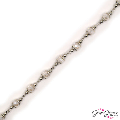 Beaded Chain in Faceted Crystal White