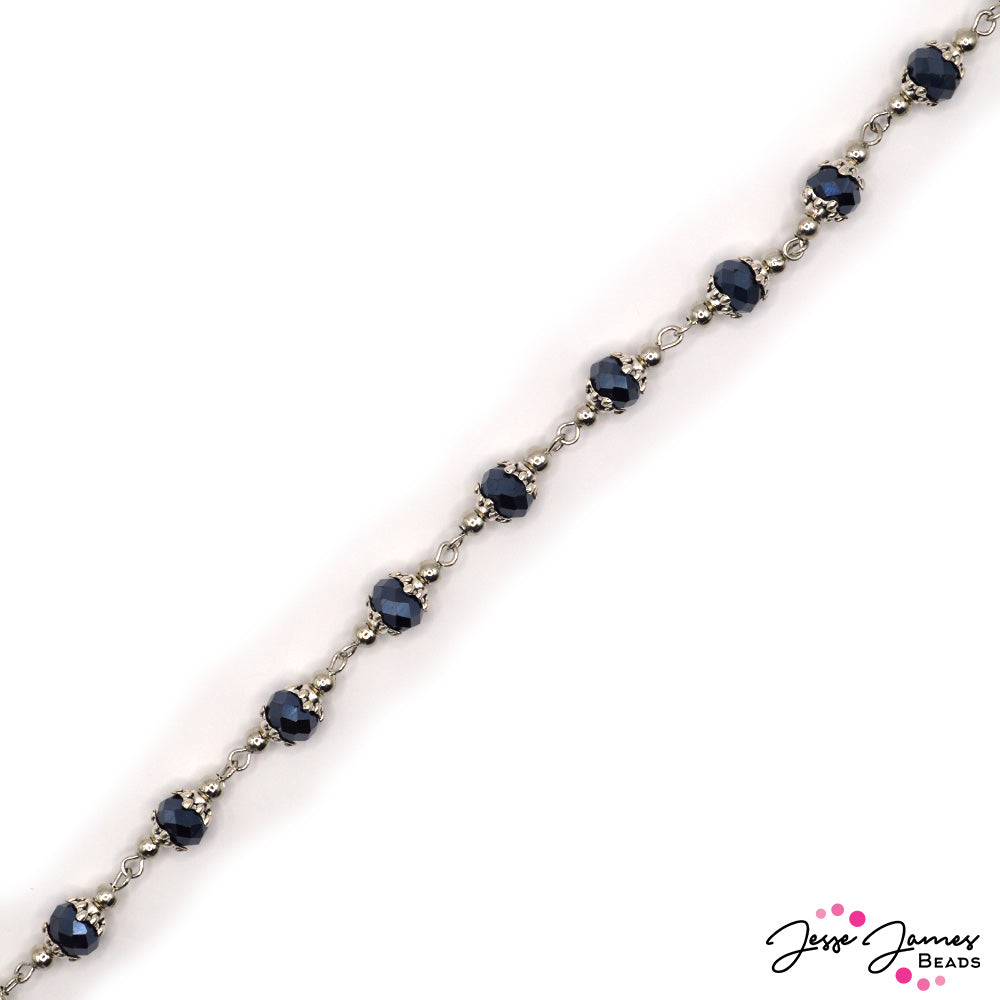 Beaded Chain in Faceted Midnight Blue