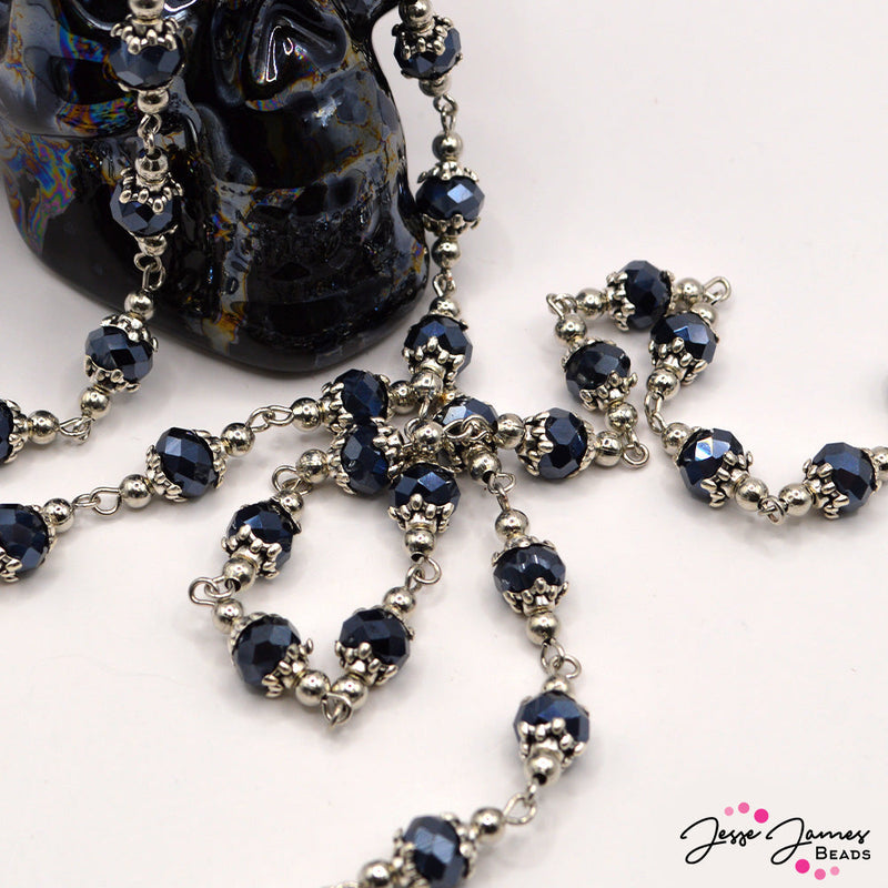 Beaded Chain in Faceted Midnight Blue