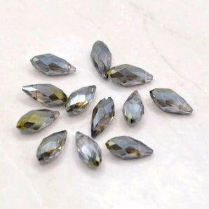 Beads By The Dozen Faceted Smoke Teardrops