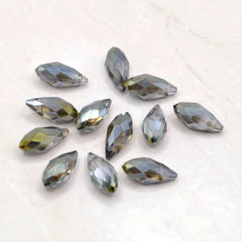 Beads By The Dozen Faceted Smoke Teardrops