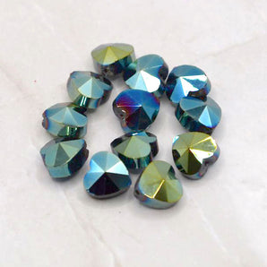 Beads By The Dozen Faceted Glass Blue Hearts