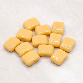 Beads By The Dozen Glass Tile Beads in Beach Tan