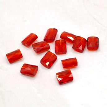 Beads By The Dozen Faceted Glass Rectangles in Red