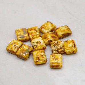 Beads By The Dozen Glass Tile Beads in Caramel Crunch
