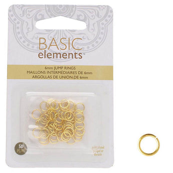 BeadSmith Basic Elements 6mm Jump Rings in Gold