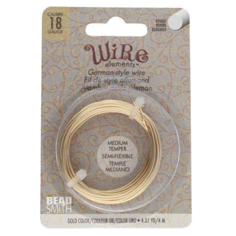 BeadSmith Wire Elements 18 Gauge German Style Wire in Gold
