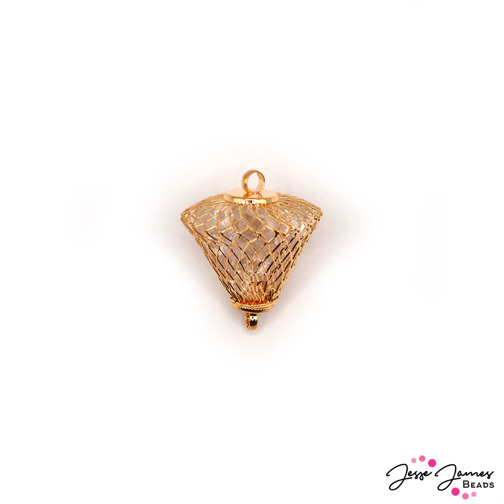 Bell-Shaped Crystal Cage Connector Pendant