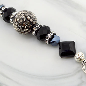 Black Boho Bead Strand in Midnight Disco Party