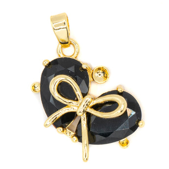 Black Heart Rhinestone Charm