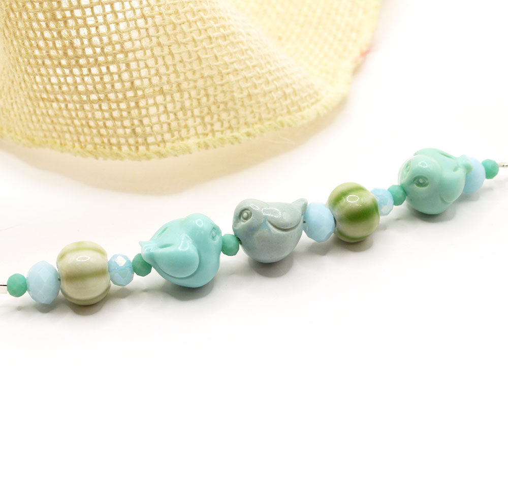 Bead Strand in Blue Songbirds