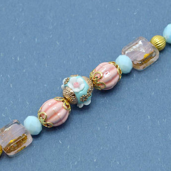 Boho & Ceramic Bead Strand in Baby Blooms