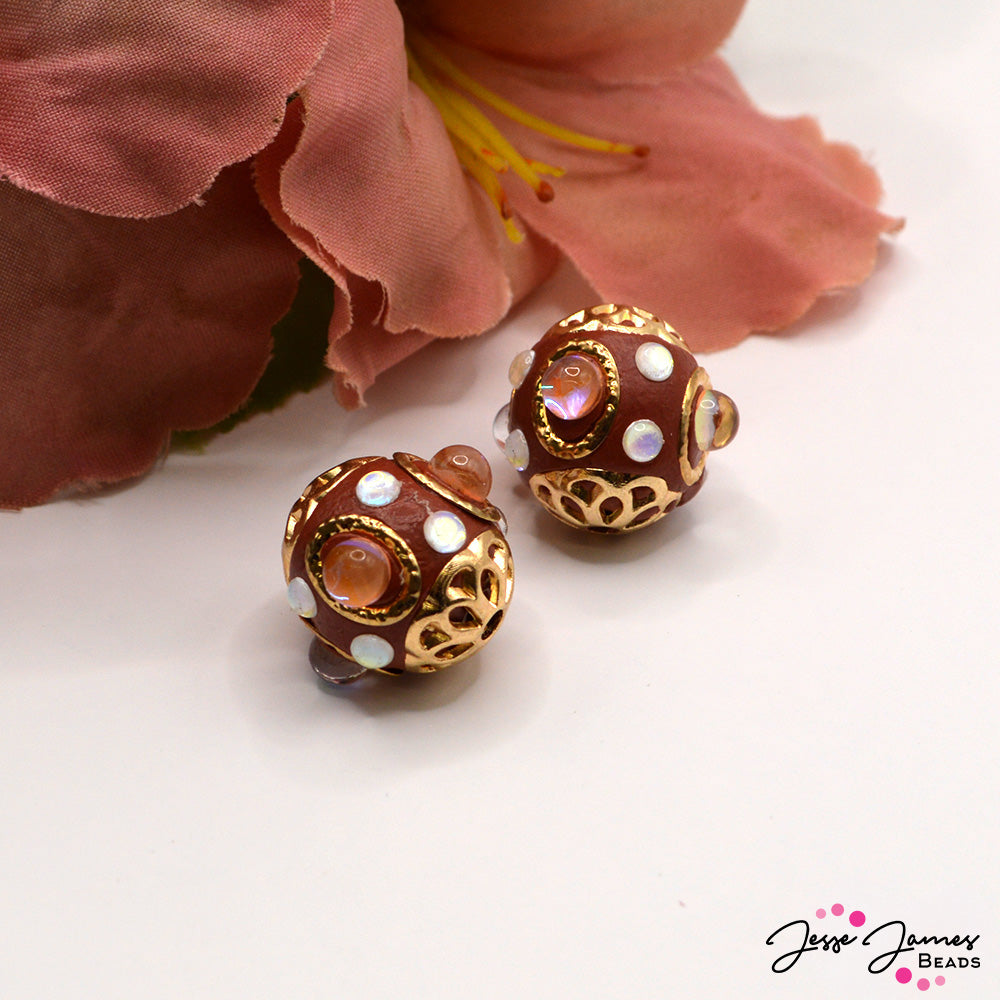 Boho Bead Pair in Hot Cocoa