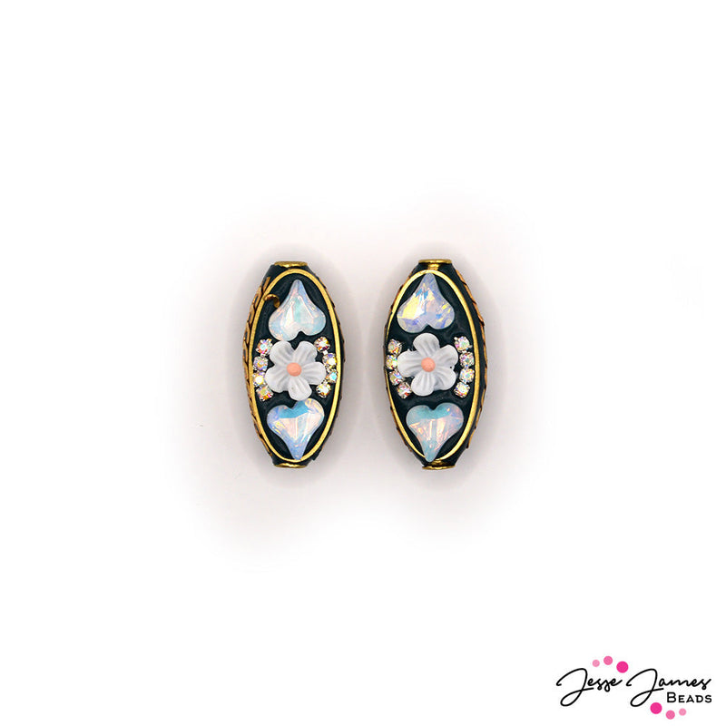 Boho Bead Pair in Midnight Blooms