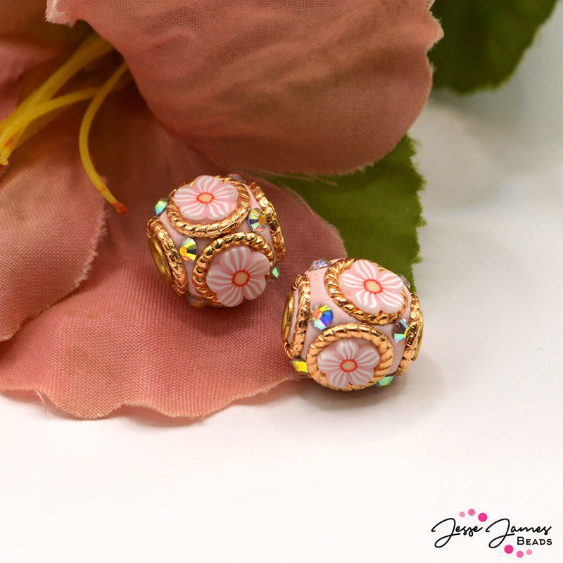 Boho Bead Pair in Sweet Dream Florals